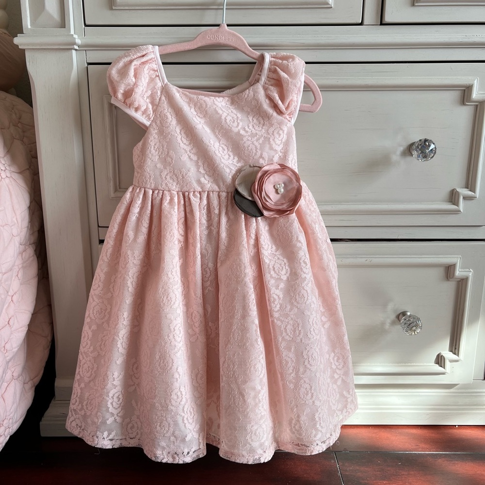 Girls Pink Lace Dress 2T